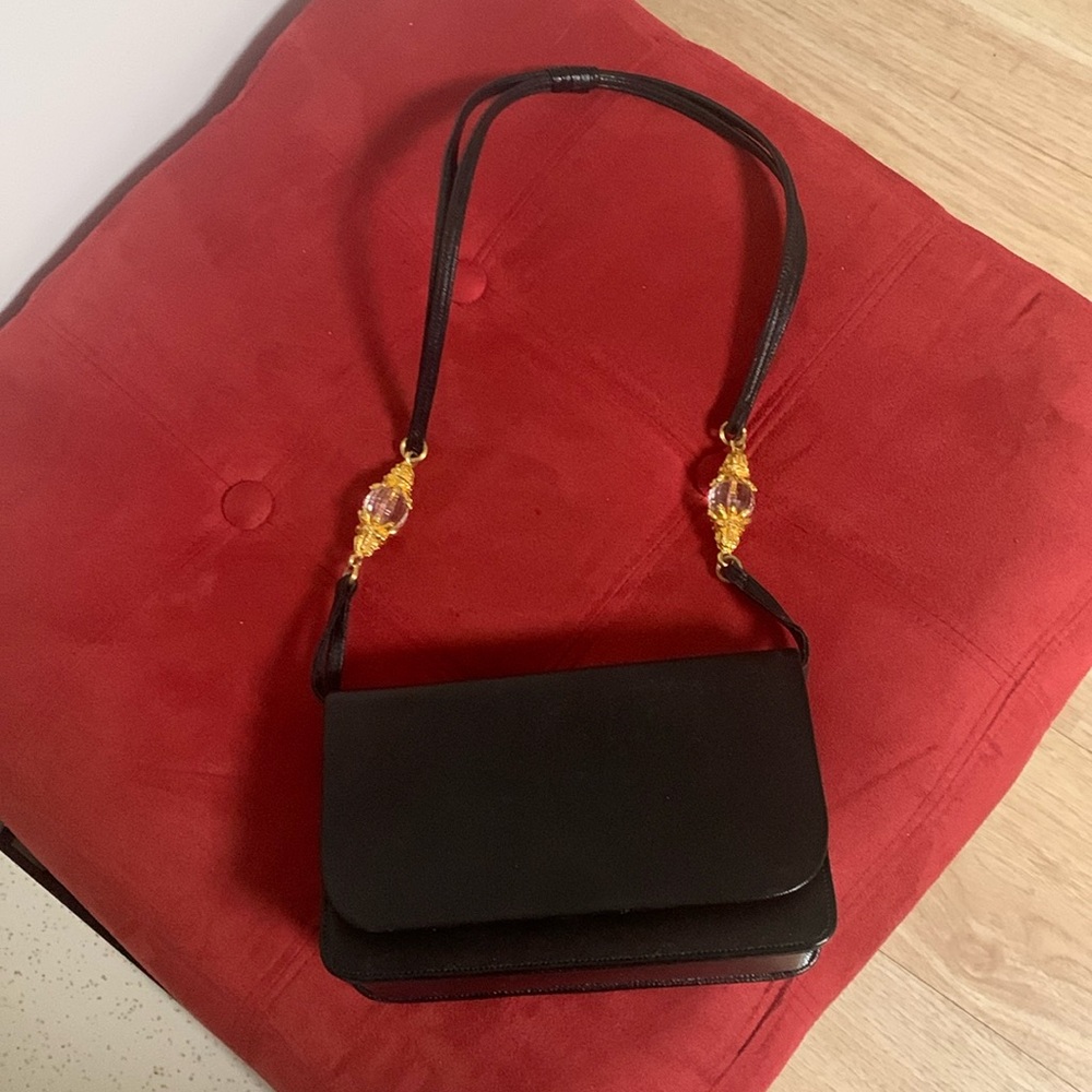 EUC VINTAGE Kenneth Lane For Harry Rosenfeld bag Blackw/gold and crystal…